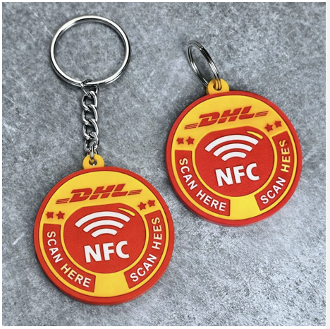 Custom-shaped PVC keychains embedded with NFC technology