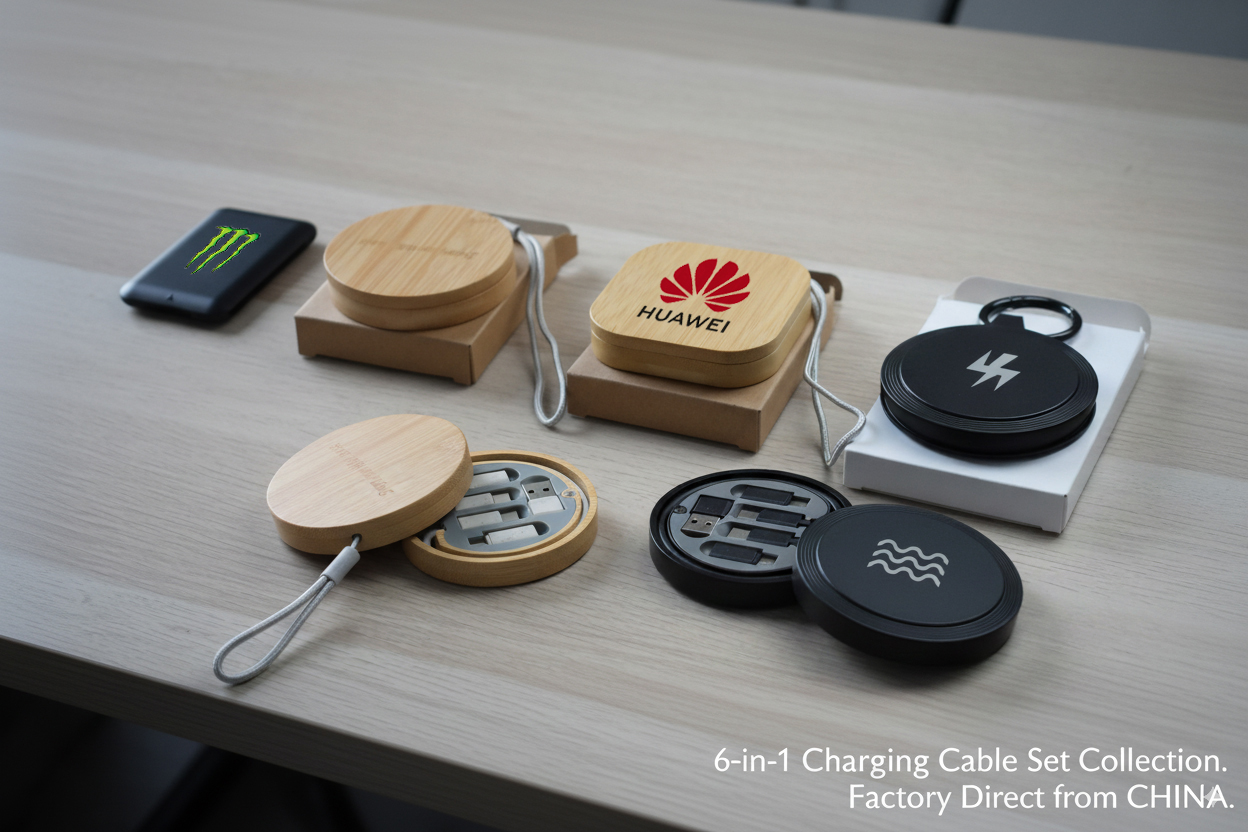 Compact, Stylish & Fully Brandable — 6-in-1 Charging Cable Set Collection